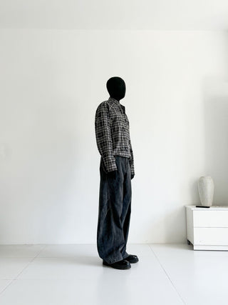 [SOUTH FISH] plaid henley shirt