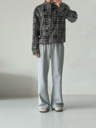 [SOUTH FISH] plaid henley shirt