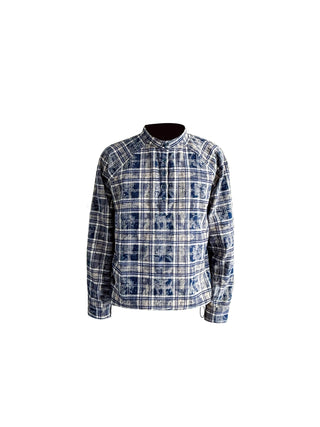 [SOUTH FISH] plaid henley shirt