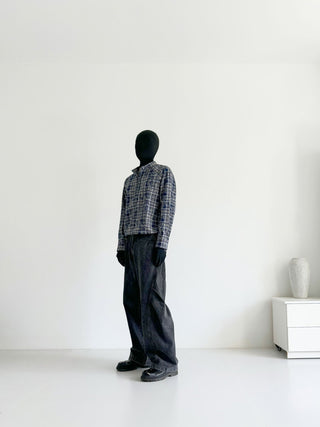 [SOUTH FISH] plaid henley shirt