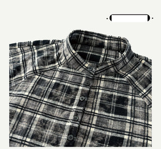 [SOUTH FISH] plaid henley shirt