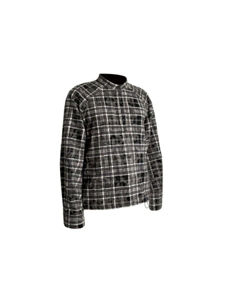 [SOUTH FISH] plaid henley shirt
