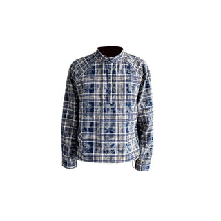 [SOUTH FISH] plaid henley shirt