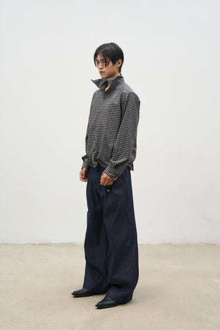 [SOUTH FISH] pleated flannel jeans
