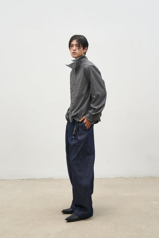 [SOUTH FISH] pleated flannel jeans