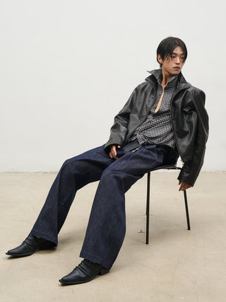 [SOUTH FISH] pleated flannel jeans