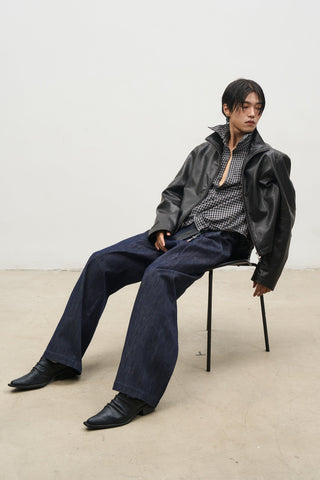 [SOUTH FISH] pleated flannel jeans
