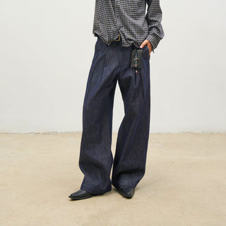 [SOUTH FISH] pleated flannel jeans