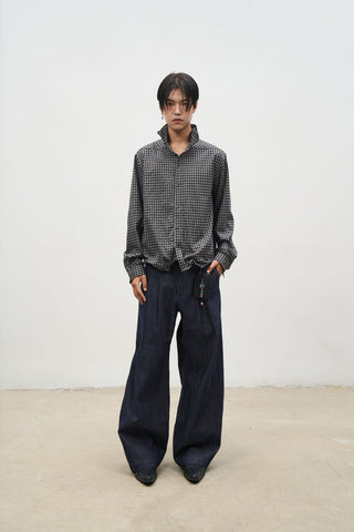 [SOUTH FISH] pleated flannel jeans