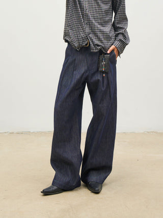 [SOUTH FISH] pleated flannel jeans