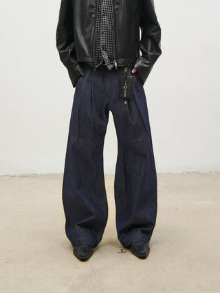 [SOUTH FISH] pleated flannel jeans