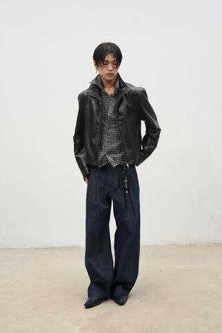 [SOUTH FISH] pleated flannel jeans