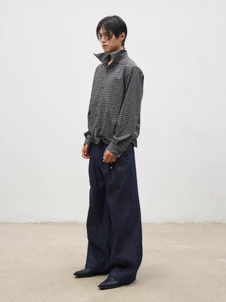 [SOUTH FISH] pleated flannel jeans