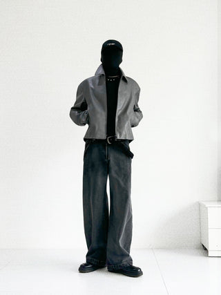 [SOUTH FISH] padded leather jacket