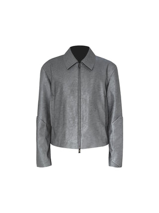 [SOUTH FISH] padded leather jacket