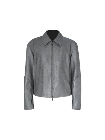 [SOUTH FISH] padded leather jacket