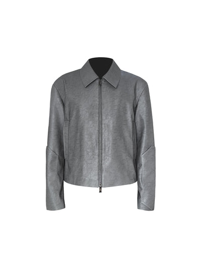 [SOUTH FISH] padded leather jacket