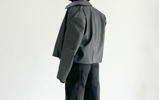 [SOUTH FISH] padded leather jacket