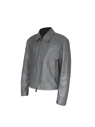 [SOUTH FISH] padded leather jacket
