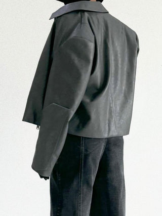 [SOUTH FISH] padded leather jacket