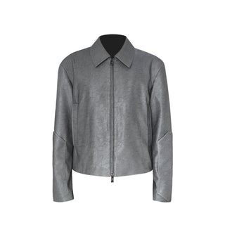 [SOUTH FISH] padded leather jacket
