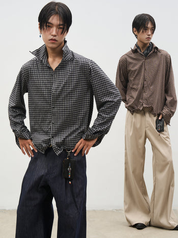 [SOUTH FISH] plaid boxy shirt