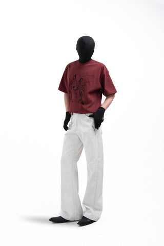 [SOUTH FISH] embroidered white jeans