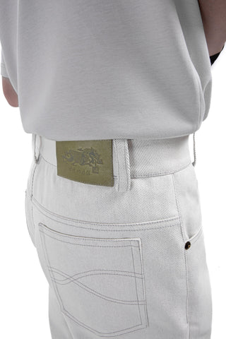 [SOUTH FISH] embroidered white jeans