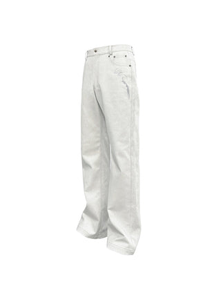 [SOUTH FISH] embroidered white jeans