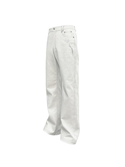 [SOUTH FISH] embroidered white jeans