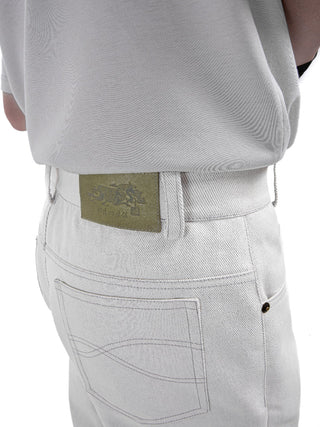 [SOUTH FISH] embroidered white jeans