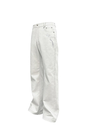 [SOUTH FISH] embroidered white jeans