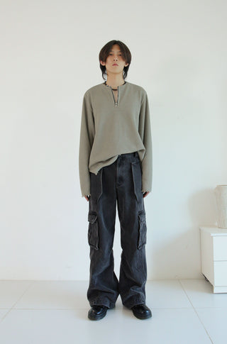[SOUTH FISH] pleated straight jeans
