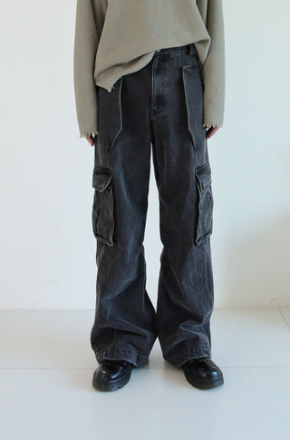 [SOUTH FISH] pleated straight jeans