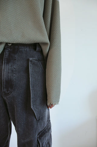 [SOUTH FISH] pleated straight jeans