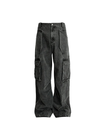 [SOUTH FISH] pleated straight jeans