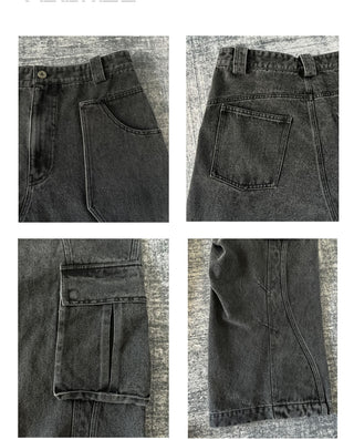 [SOUTH FISH] pleated straight jeans