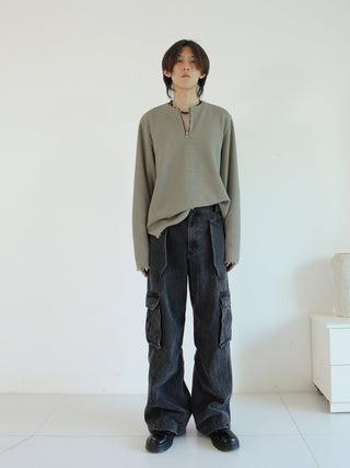 [SOUTH FISH] pleated straight jeans