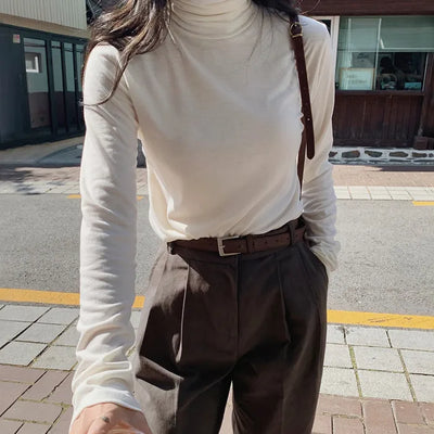 Fleece-lined turtleneck top (11 colors)