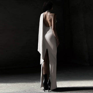 Irregular Slim V neck Long Dress