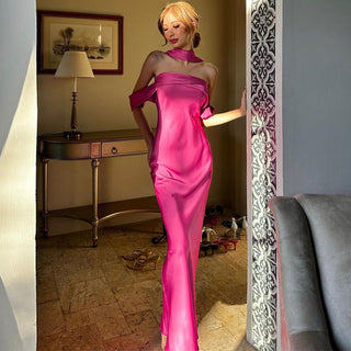 Hot Pink back zipper tube top dress