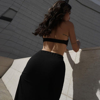 sexy back hollow split slim dress