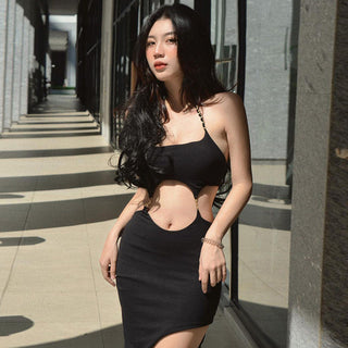 sexy back hollow split slim dress