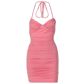 sexy V neck lace up dress