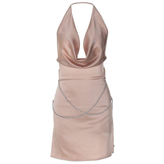 sexy back chain slim fitting dress