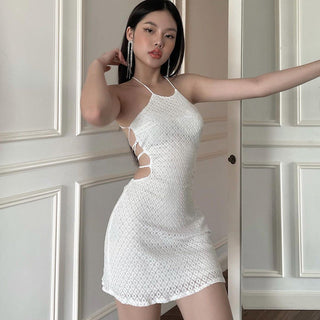 sexy backless tie slim dress