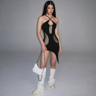 sexy back slim Black suspender dress