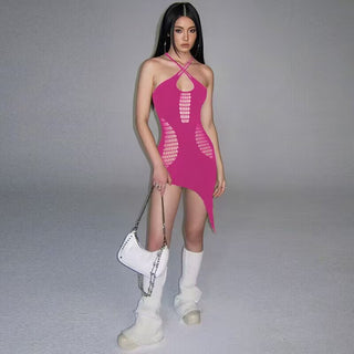 sexy back slim Black suspender dress