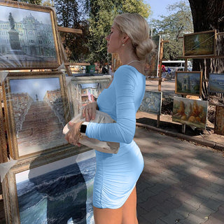 Long sleeved pleated dress