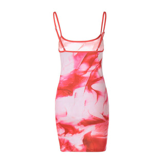 Wash print sexy backpack camisole dress